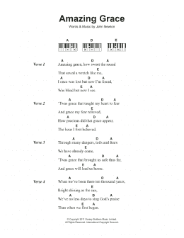 page one of Amazing Grace (Piano Chords/Lyrics)