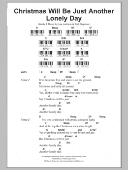 page one of Christmas Will Be Just Another Lonely Day (Piano Chords/Lyrics)