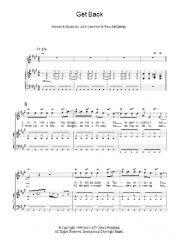 page one of Get Back (Piano, Vocal & Guitar Chords)