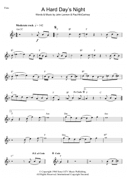 page one of A Hard Day's Night (Flute Solo)