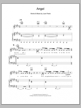 page one of Angel (Piano, Vocal & Guitar Chords)