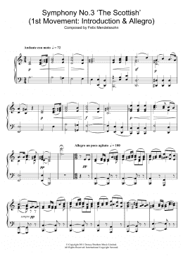 page one of Symphony No.3 'The Scottish' (1st Movement: Introduction and Allegro) (Piano Solo)