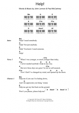 page one of Help! (Piano Chords/Lyrics)