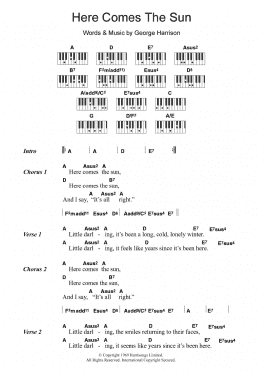 page one of Here Comes The Sun (Piano Chords/Lyrics)