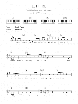 page one of Let It Be (Piano Chords/Lyrics)