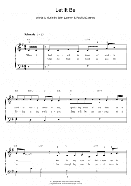 page one of Let It Be (Beginner Piano (Abridged))