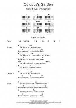 page one of Octopus's Garden (Piano Chords/Lyrics)