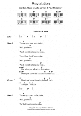 page one of Revolution (Piano Chords/Lyrics)