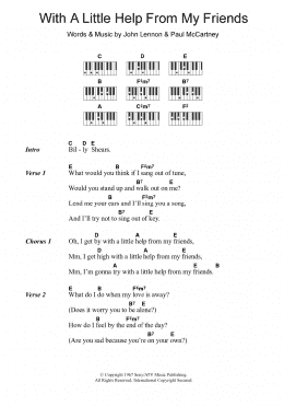 page one of With A Little Help From My Friends (Piano Chords/Lyrics)