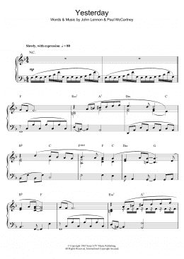 page one of Yesterday (Piano Solo)