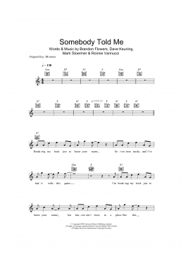 page one of Somebody Told Me (Lead Sheet / Fake Book)