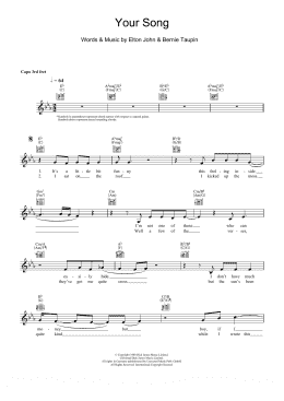 page one of Your Song (Lead Sheet / Fake Book)