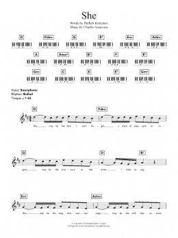 page one of She (Piano Chords/Lyrics)