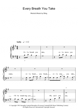 page one of Every Breath You Take (5-Finger Piano)