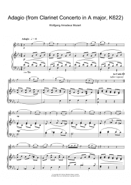 page one of Slow Movement Theme (from Clarinet Concerto K622) (Clarinet Solo)