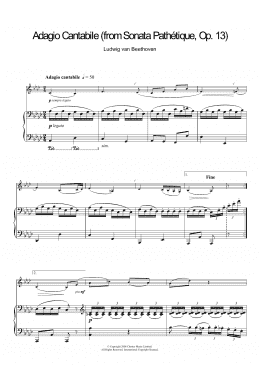 page one of Adagio Cantabile from Sonate Pathetique Op.13, Theme from the Second Movement (Clarinet Solo)