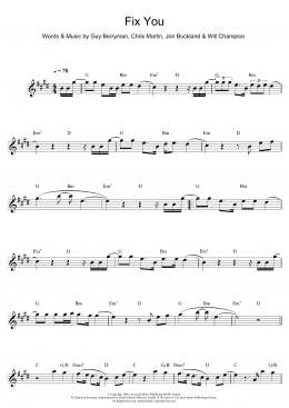 page one of Fix You (Alto Sax Solo)