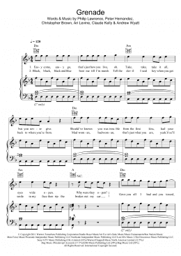 page one of Grenade (Piano, Vocal & Guitar Chords)