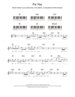 page one of Fix You (Keyboard (Abridged))