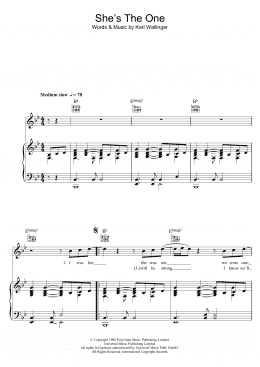 page one of She's The One (Piano, Vocal & Guitar Chords)