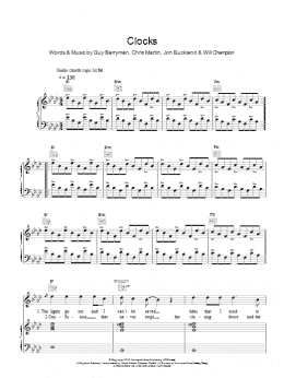 page one of Clocks (Piano, Vocal & Guitar Chords)