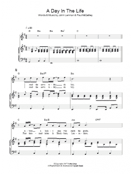 page one of A Day In The Life (Piano, Vocal & Guitar Chords (Right-Hand Melody))