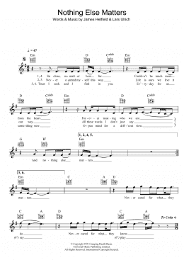 page one of Nothing Else Matters (Lead Sheet / Fake Book)