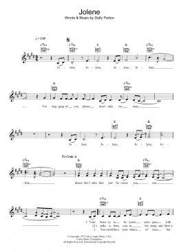 page one of Jolene (Lead Sheet / Fake Book)