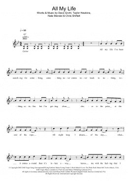 page one of All My Life (Lead Sheet / Fake Book)