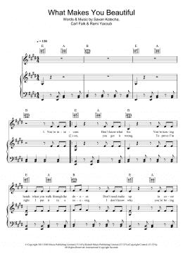 page one of What Makes You Beautiful (Piano, Vocal & Guitar Chords (Right-Hand Melody))