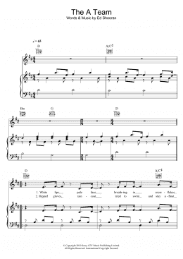 page one of The A Team (Piano, Vocal & Guitar Chords)