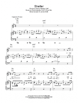 page one of Shelter (Piano, Vocal & Guitar Chords)