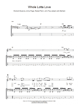 page one of Whole Lotta Love (Bass Guitar Tab)