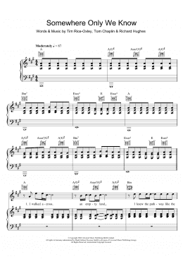 page one of Somewhere Only We Know (Piano, Vocal & Guitar Chords)