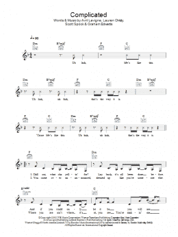 page one of Complicated (Lead Sheet / Fake Book)