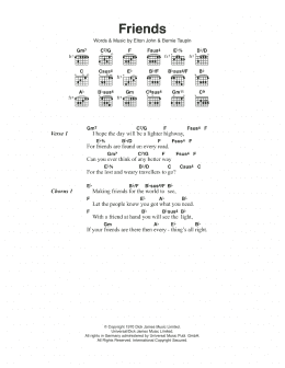 page one of Friends (Guitar Chords/Lyrics)