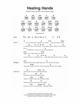 page one of Healing Hands (Guitar Chords/Lyrics)