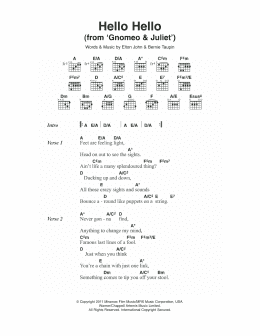 page one of Hello Hello (From 'Gnomeo and Juliet') (Guitar Chords/Lyrics)