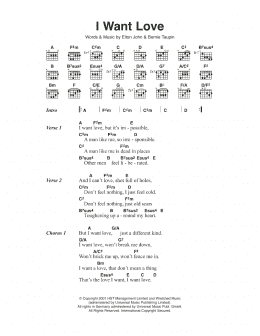 page one of I Want Love (Guitar Chords/Lyrics)