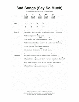 page one of Sad Songs (Say So Much) (Guitar Chords/Lyrics)