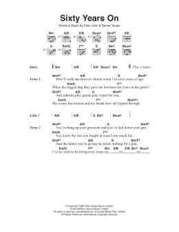 page one of Sixty Years On (Guitar Chords/Lyrics)