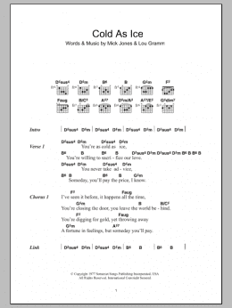 page one of Cold As Ice (Guitar Chords/Lyrics)