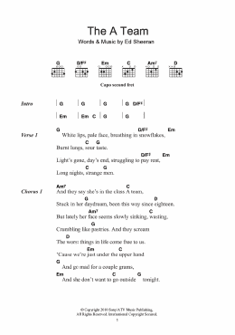 page one of The A Team (Guitar Chords/Lyrics)