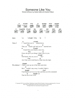 page one of Someone Like You (Guitar Chords/Lyrics)