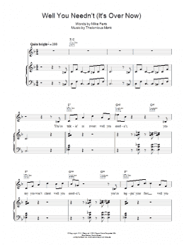 page one of Well You Needn't (It's Over Now) (Piano, Vocal & Guitar Chords)