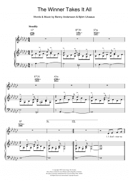 page one of The Winner Takes It All (Piano, Vocal & Guitar Chords)