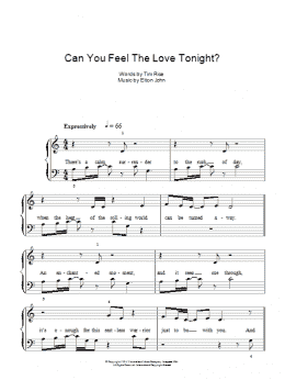 page one of Can You Feel The Love Tonight (from The Lion King) (Easy Piano)