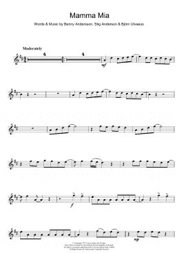 page one of Mamma Mia (Clarinet Solo)