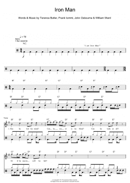 page one of Iron Man (Drums)