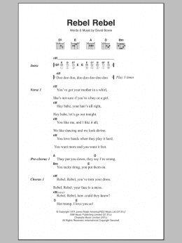 page one of Rebel Rebel (Guitar Chords/Lyrics)